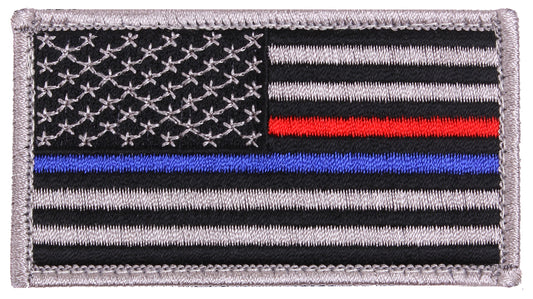 Rothco Thin Blue Line / Thin Red Line US Flag Patch - Hook Back