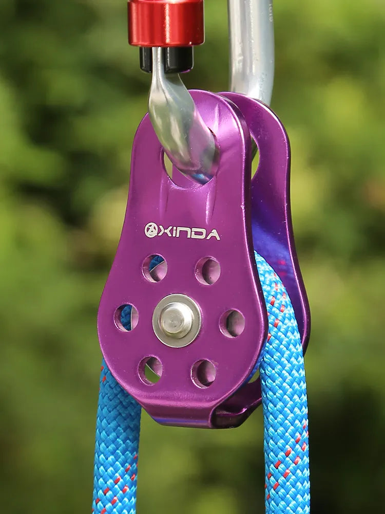 XINDA Rock Climbing Pulley Fixed Sideplate Single Sheave Pulley Outdoor Survival Tool High Altitud Traverse Hauling Gear