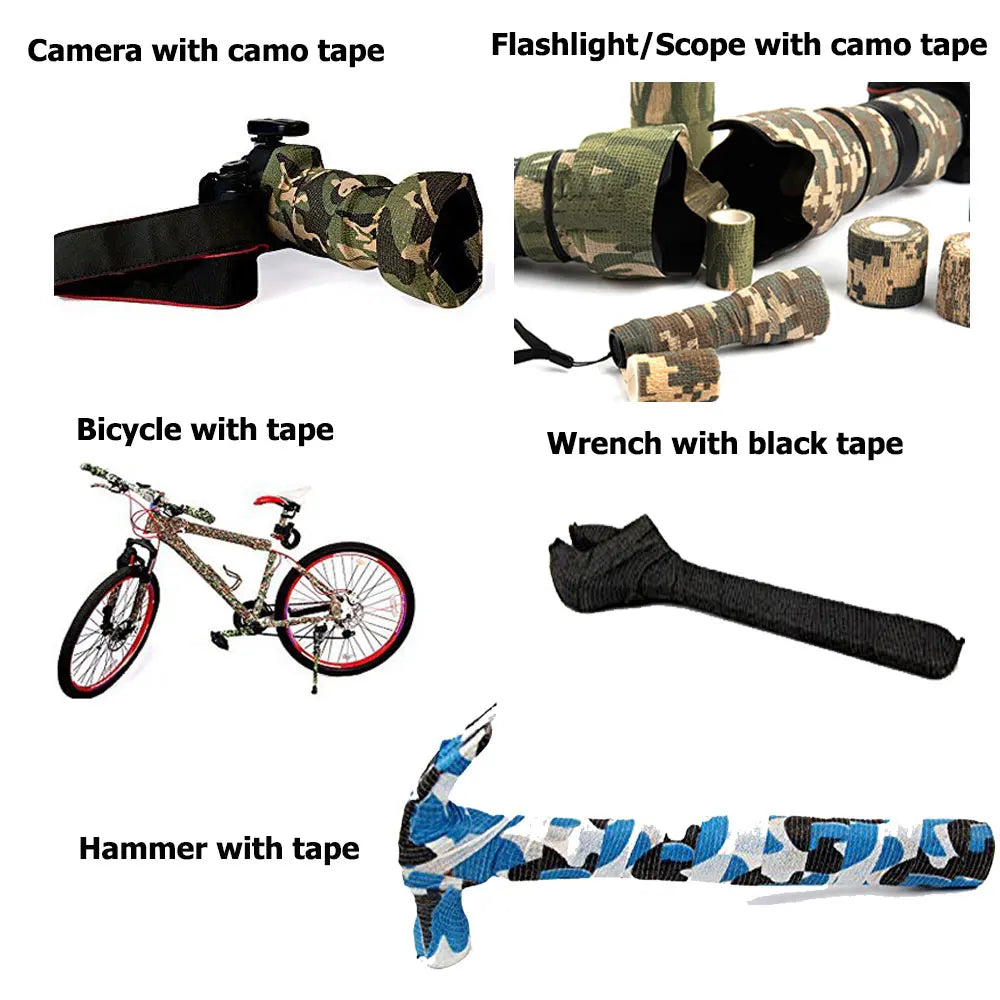 Tactical Camo Tape 5cm*4.5M Self-Adhesive Camouflage Tape Outdoor Hunting Shooting Stealth Tape Rifle Gun Stretch Wrap Cover