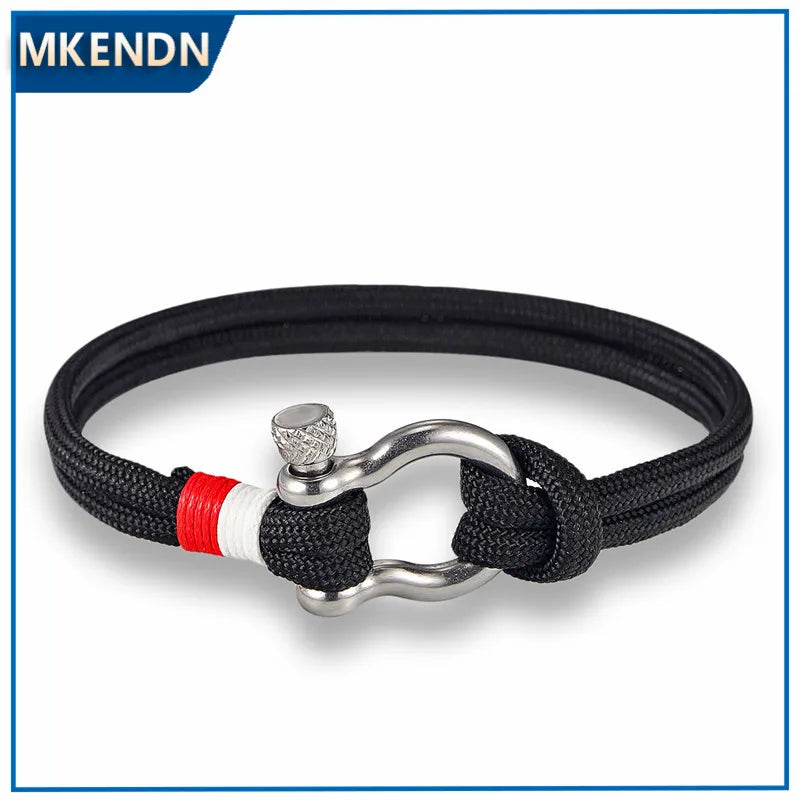 Hot Sale navy style Sport Camping Parachute cord Survival Bracelet Men Women with Stainless Steel Shackle Buckle Fashion Jewelry