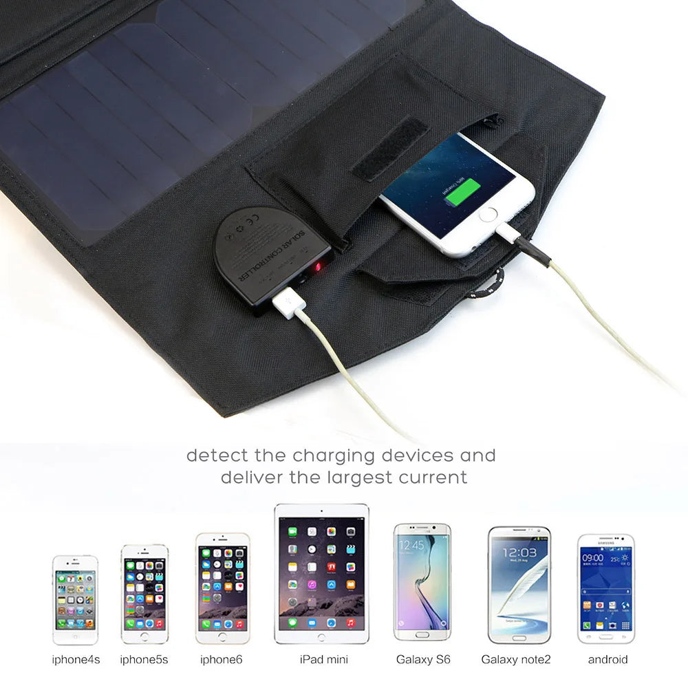 ALLPOWERS 18V 21W Solar Charger Solar Panel Waterproof Foldable Solar Power Bank for 12v Car Battery Mobile Phone Outdoor Hiking