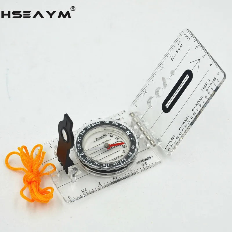 HSEAYM Drawing Scale Compass Folding Map Ruler Survival Tool Buckle Car Camping Hiking Pointing Guide Portable Handheld Compass
