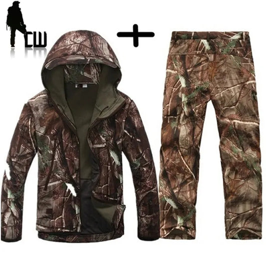 TAD Gear Tactical Softshell Camouflage Jacket Set Men Army Windbreaker Waterproof Hunting Clothes Set Military Outdoors  Jacket