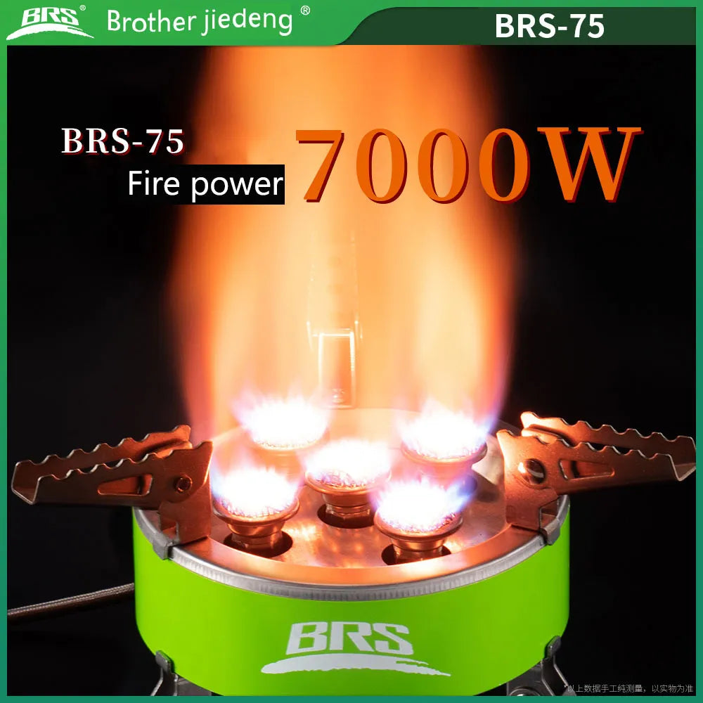 BRS Portable 7000W Power Outdoor Stove Camping Picnic BBQ Gas Stove With Five Burner Outdoor Survival Cooking Equipment BRS 75