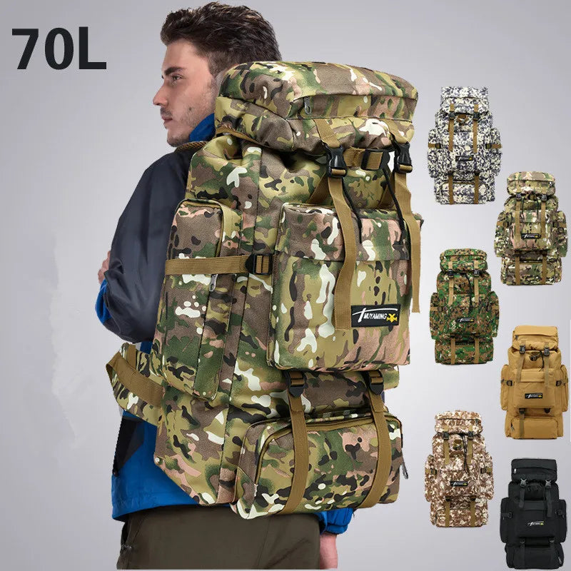 70L Large Capacity Tactical Bag Military Backpack Men Outdoor Sport Mountaineering Hiking Bags Rucksack Army Travel Backpack