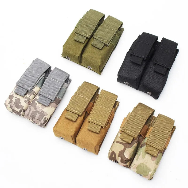 Molle System Tactical Pistol Double Magazine Pouch Molle Clip 9MM Military Airsoft Mag Holder Bag Hunting Accessories