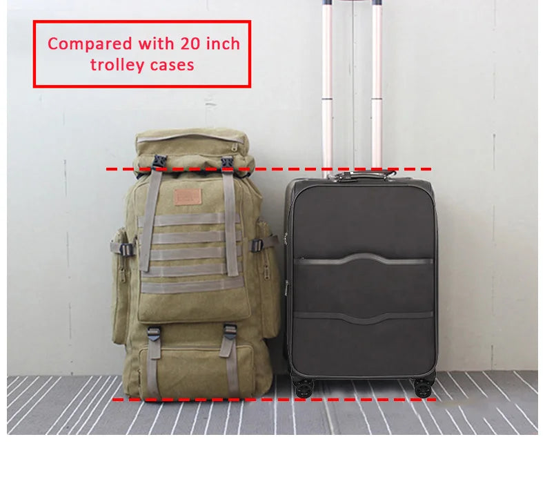 60L Large 2024 New Bag Canvas Backpack  Bags Camping Hiking Rucksack  Mochila bolsoa Travel Molle Men Outdoor sport