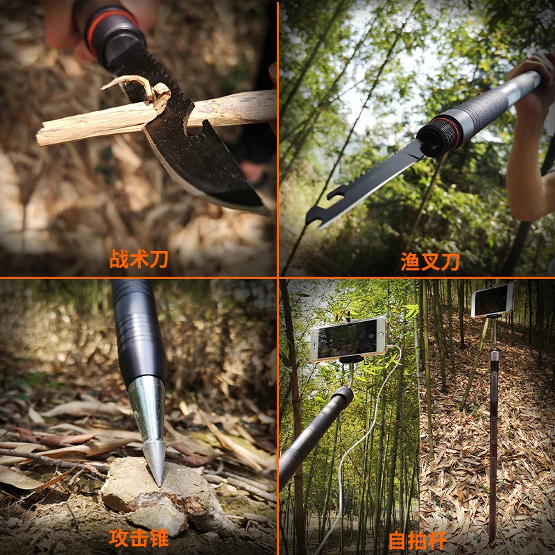 Multifunction Trekking Poles Ultralight Survival Hiking Stick Poles 6063 Alloy Multi Folding Walking Pole Stick Outdoor Gear