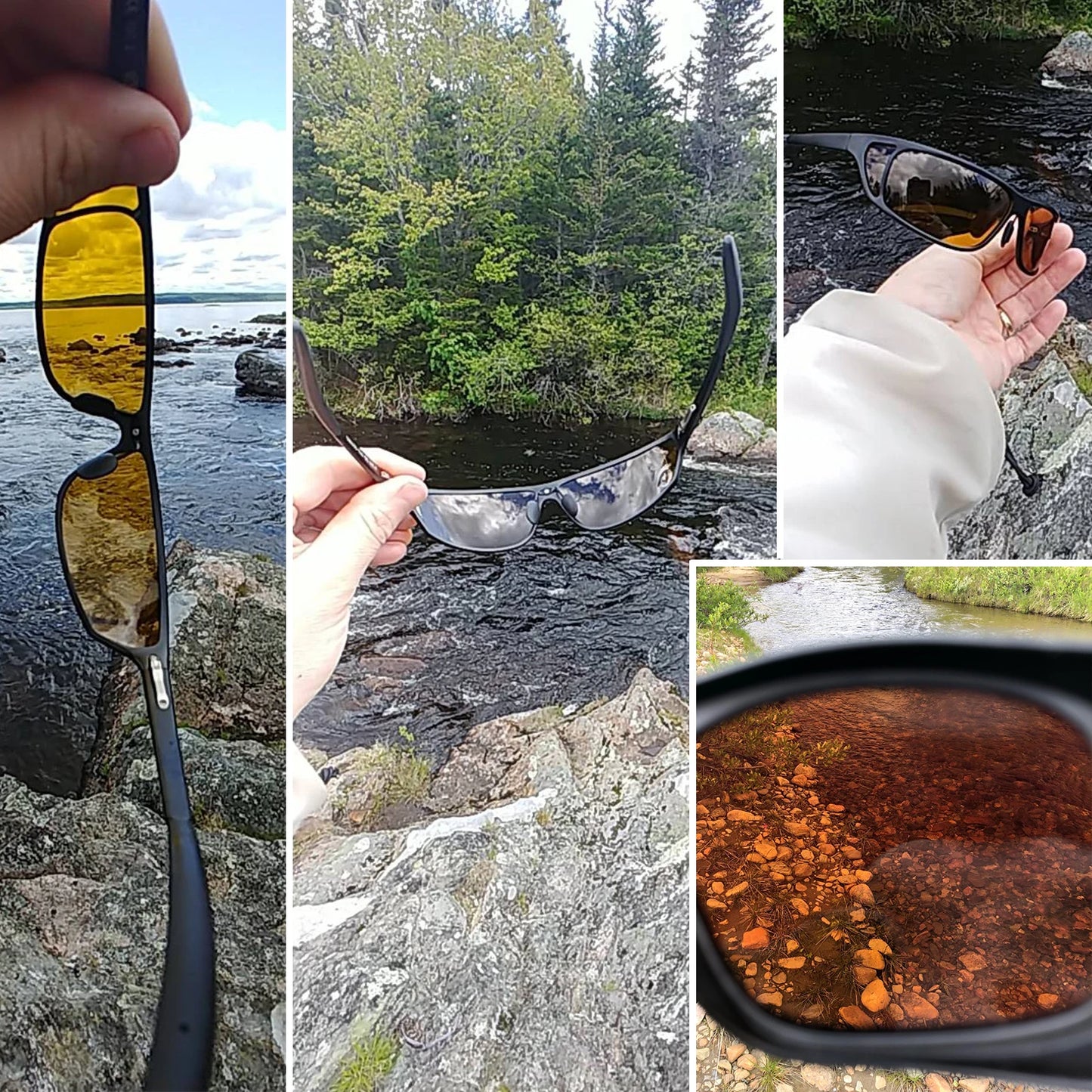 Maximumcatch Titanium Metal Frame Fly Fishing Polarized Sunglasses Gray/Yellow/Brown Color Fishing Sunglasses