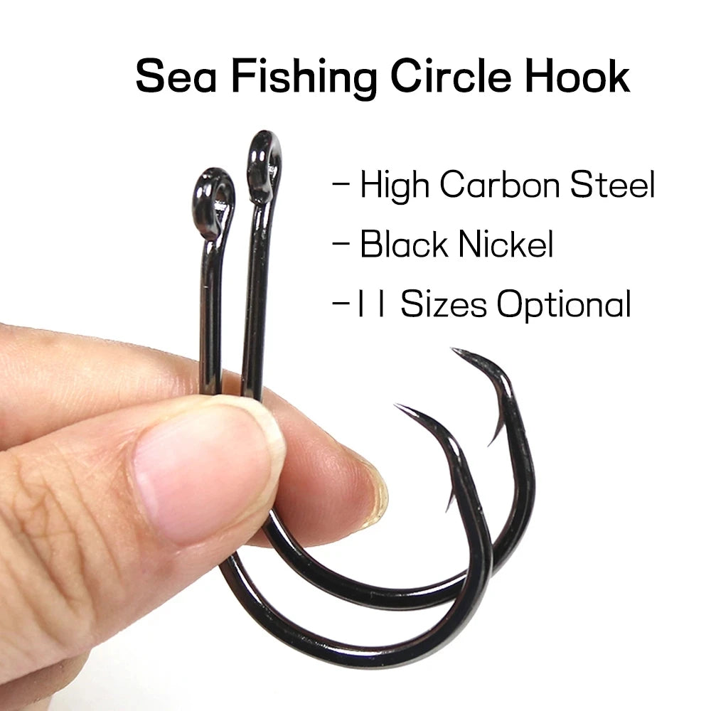 [20PCS] Inline Circle Hook for Fishing High Carbon Steel Saltwater Fishhook # 1 1/0 2/0 3/0 4/0 5/0 6/0 7/0 8/0 [YG8209]