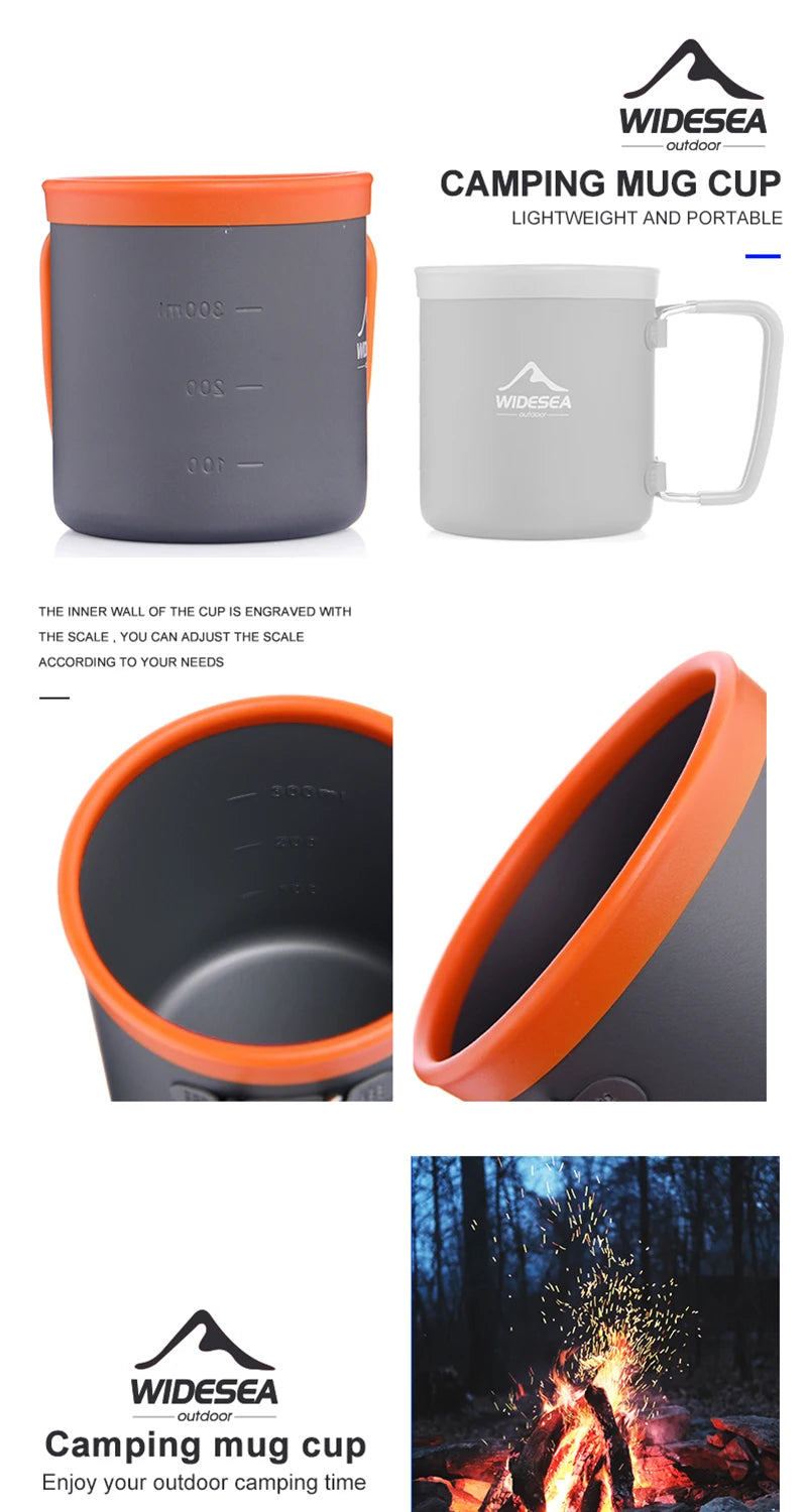 Widesea Camping Aluminum Cup Outdoor Mug Tourism Tableware Picnic Cooking Equipment Tourist Coffee Drink Trekking Hiking