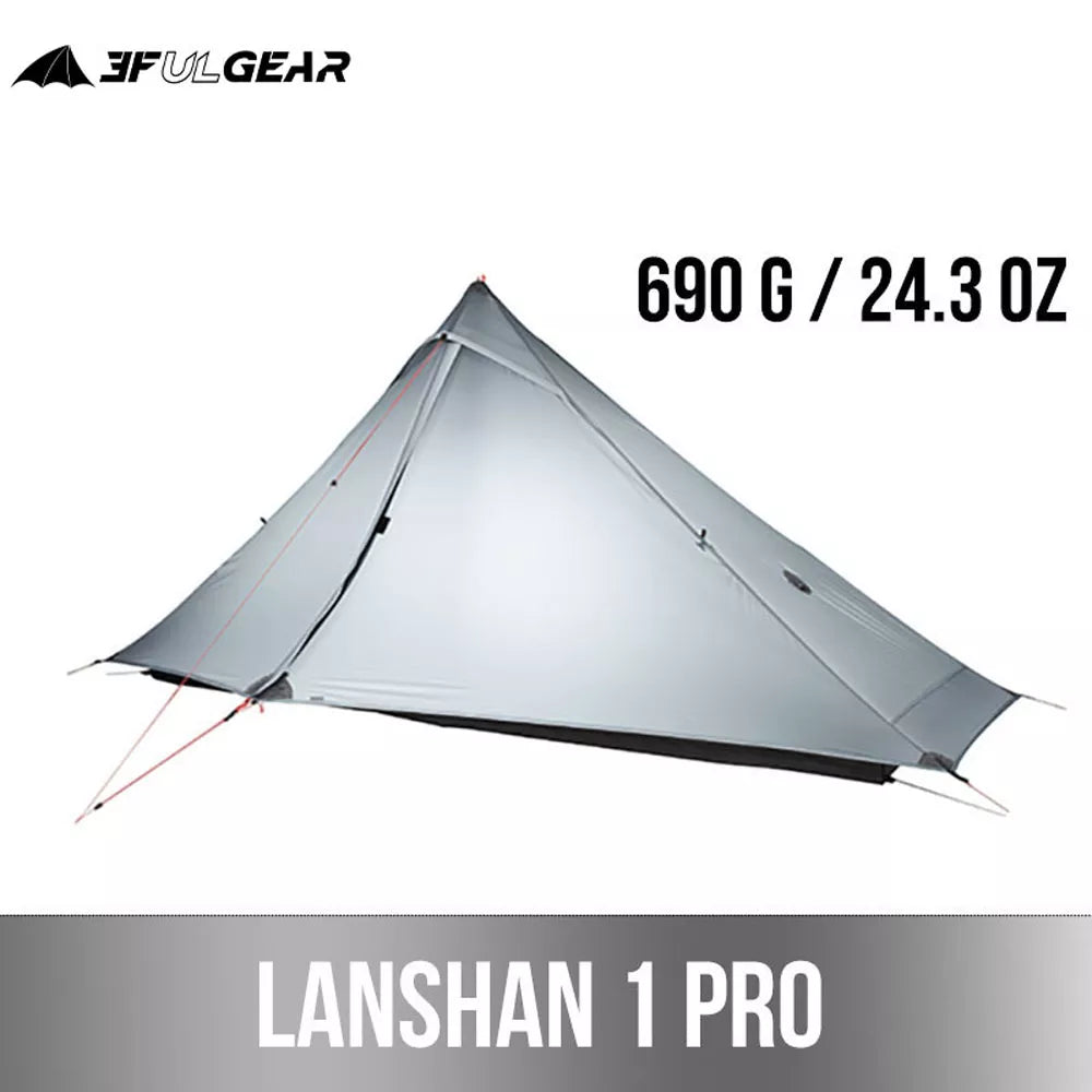 3F UL GEAR Lanshan 1 Pro Outdoor Tent 1 Person 3-4 Season Ultralight Hiking Camping  Professional 20D Rodless tent
