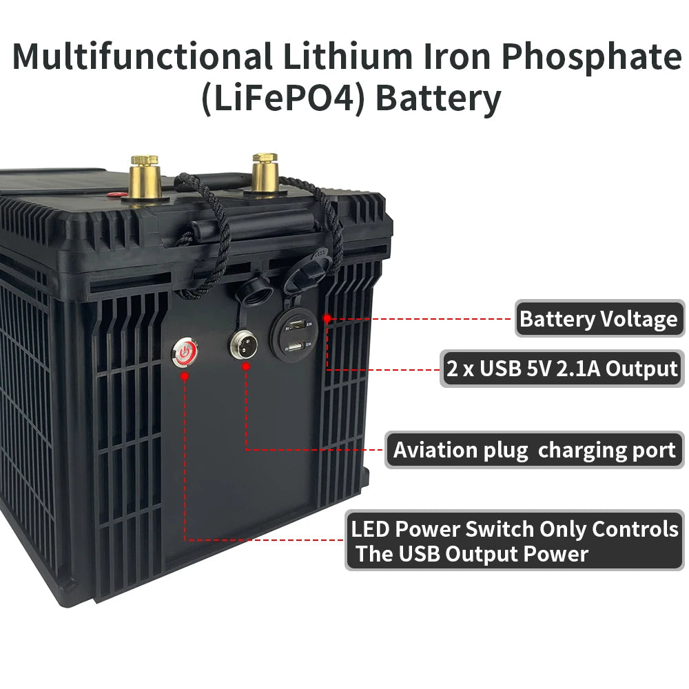 12V 200Ah LiFePO4 Deep Cycle Battery Built-in BMS 6000+ Cycles 2560WH Perfect for RV Solar Marine Overland Off-Grid Application