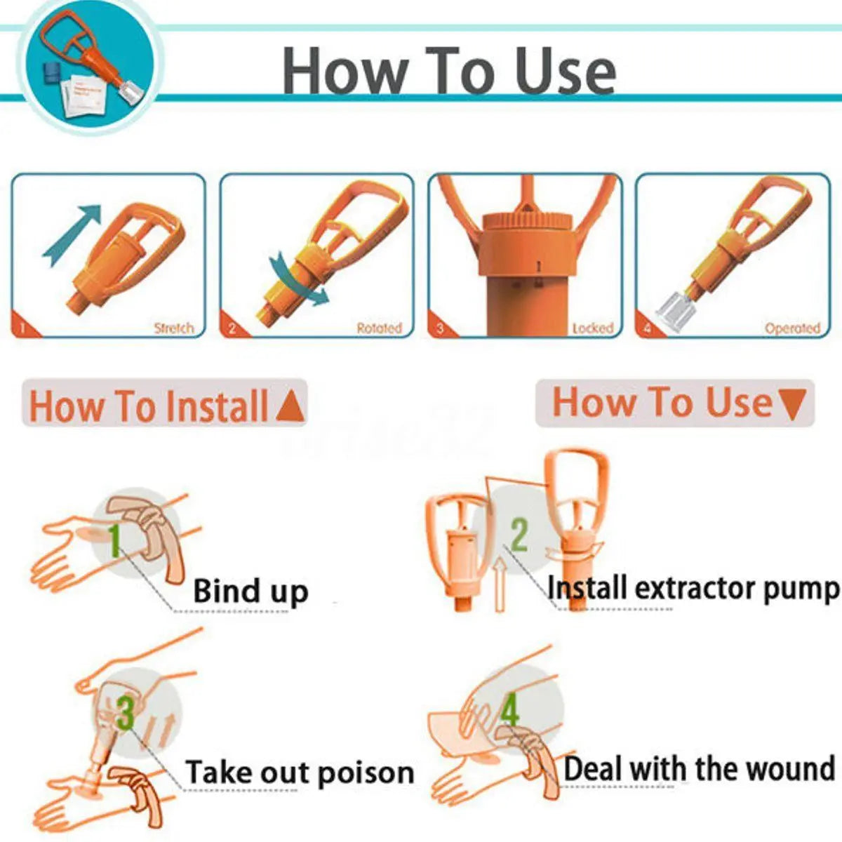 Venom Extractor Pump First Aid Safety Kit Emergency Snake Bite Outdoor Camping Survival Tool SOS For Wild Vipers Bees Biting