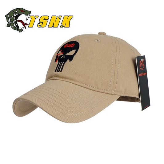 TSNK Men Women Baseball Cap Running Cap Hat Tactical Hat Amercian Punisher SEAL Team Cotton Hat Adjusted Snapback