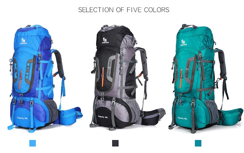 80L Camping Hiking Backpacks Big Outdoor Bag Backpack Nylon superlight Sport Travel Bag Aluminum alloy support 1.65kg