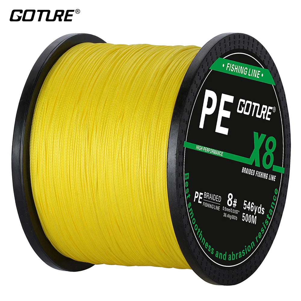 Goture 500M/546Yds PE Braided Fishing Line Rope Wire Multifilament 8 Strand Weaves Super Strong Japan Line Carp Fishing