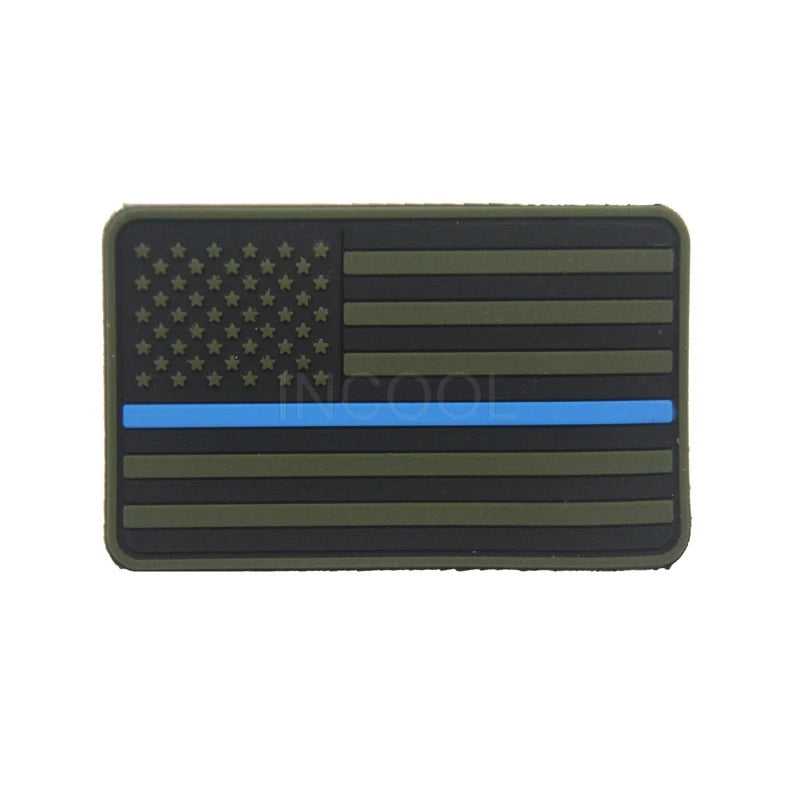 US Flag PVC Patch USA United States of America Thin Blue Line Military Patch Tactical Emblem American Rubber Flag Badges