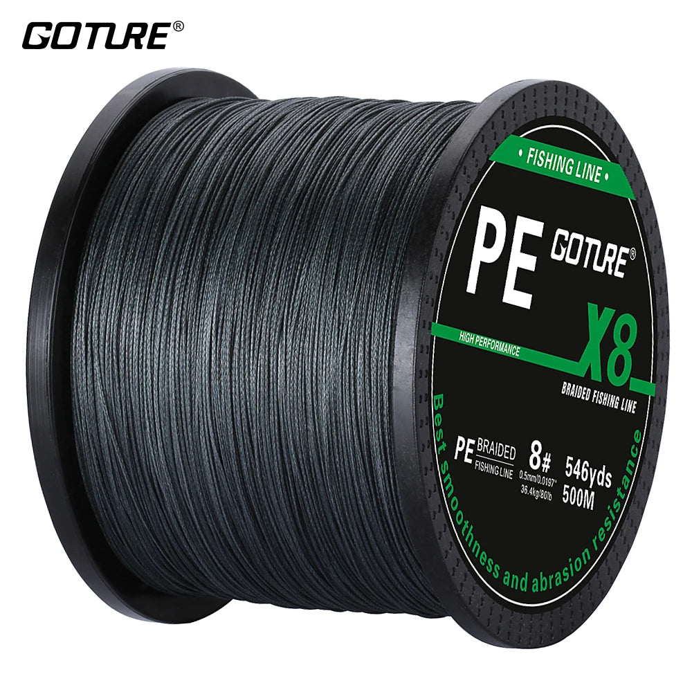 Goture 500M/546Yds PE Braided Fishing Line Rope Wire Multifilament 8 Strand Weaves Super Strong Japan Line Carp Fishing