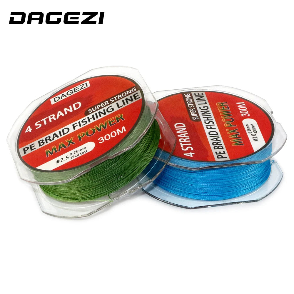 DAGEZI Super Strong 4 strand 300M/330YDS 100% PE Braided Fishing Line 10-80LB Multifilament Fishing Line Carp Fishing Saltwater