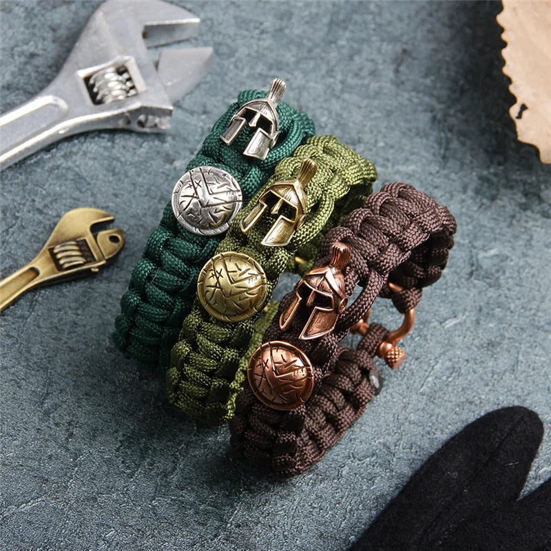 Outdoor Survival Men Bracelet Spartan Helmet Warrior Umbrella Rope Bracelets Pulseira Luxury Handmade Rope Ladies Bracelet Gift