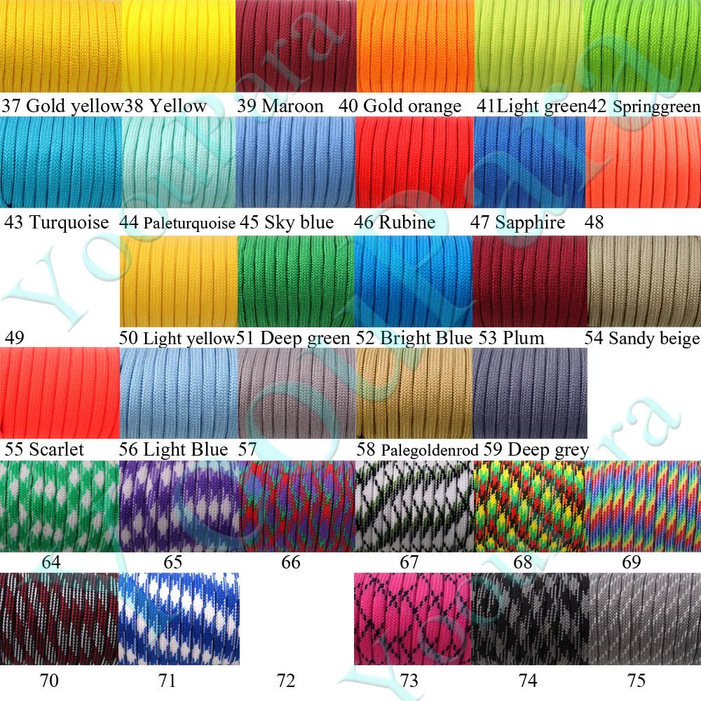 252 Colors 50 M/Spools Paracord 550 Paracord Rope Type III 7 Stand Parachute Cord Outdoor Camping Survival Wind Rope Wholesale