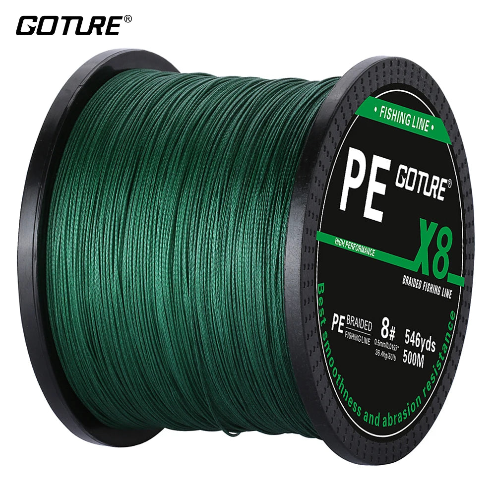 Goture 500M/546Yds PE Braided Fishing Line Rope Wire Multifilament 8 Strand Weaves Super Strong Japan Line Carp Fishing