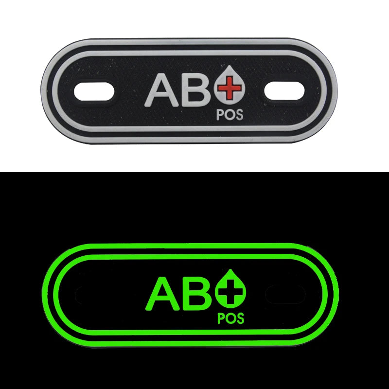 2pcs Blood Type PVC PATCH Positive Negative A + B + AB O POS Rubber Patchers for Boot Backpack Shoelace zipper Survival ill Gear