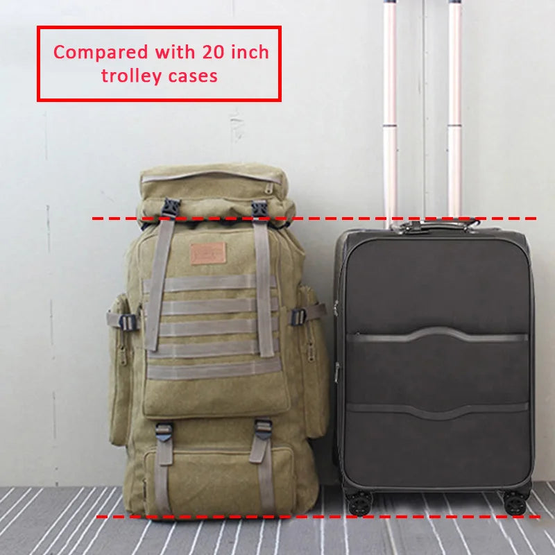 60 L Kendome Multifunctional Canvas Tactical Backpack - Waterproof Outdoor Sports and Military Bag