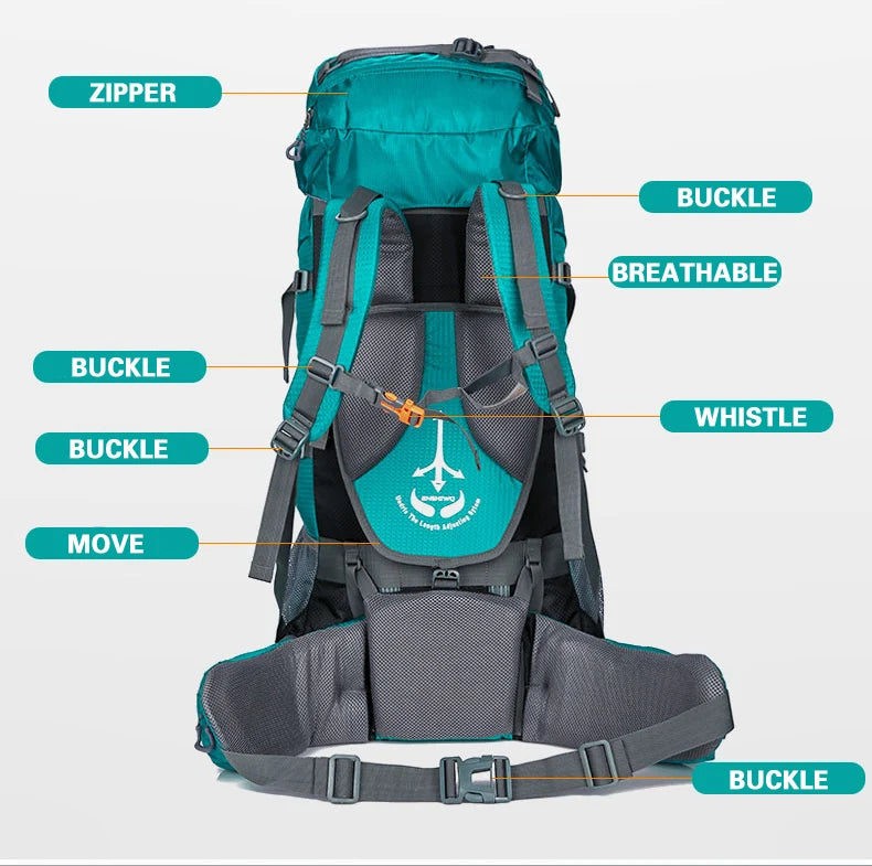 80L Camping Hiking Backpacks Big Outdoor Bag Backpack Nylon superlight Sport Travel Bag Aluminum alloy support 1.65kg