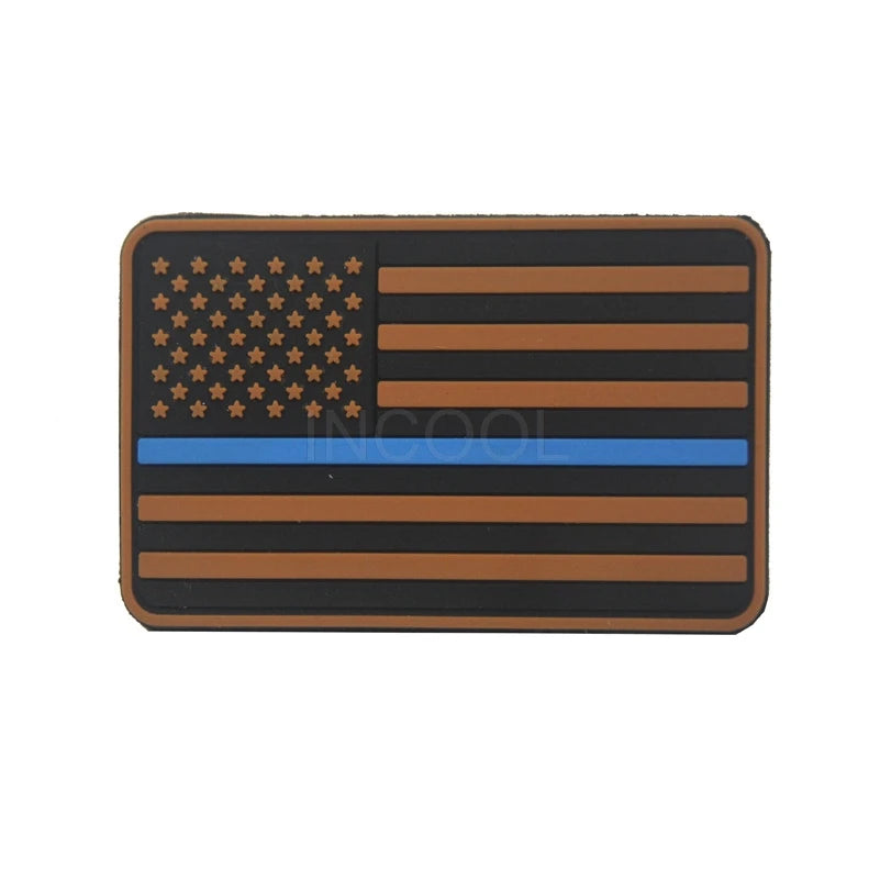 US Flag PVC Patch USA United States of America Thin Blue Line Military Patch Tactical Emblem American Rubber Flag Badges