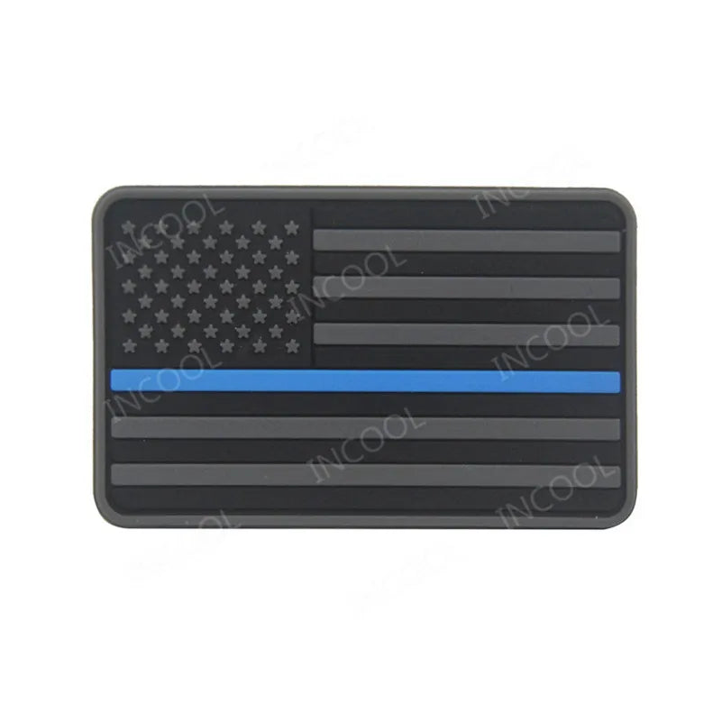 US Flag PVC Patch USA United States of America Thin Blue Line Military Patch Tactical Emblem American Rubber Flag Badges