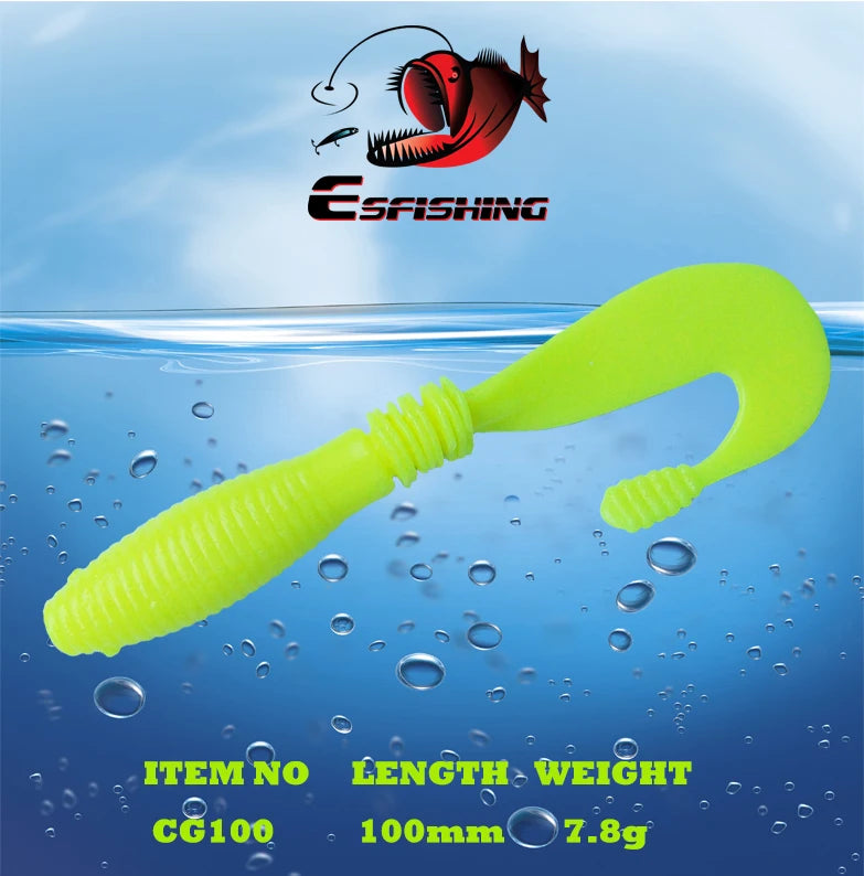 KESFISHING Counter Grub 4" 7.8g Fishing Lures Shrimp Attractant Smell Inject Salts Wobbler Artificial Soft Bait Free Shipping