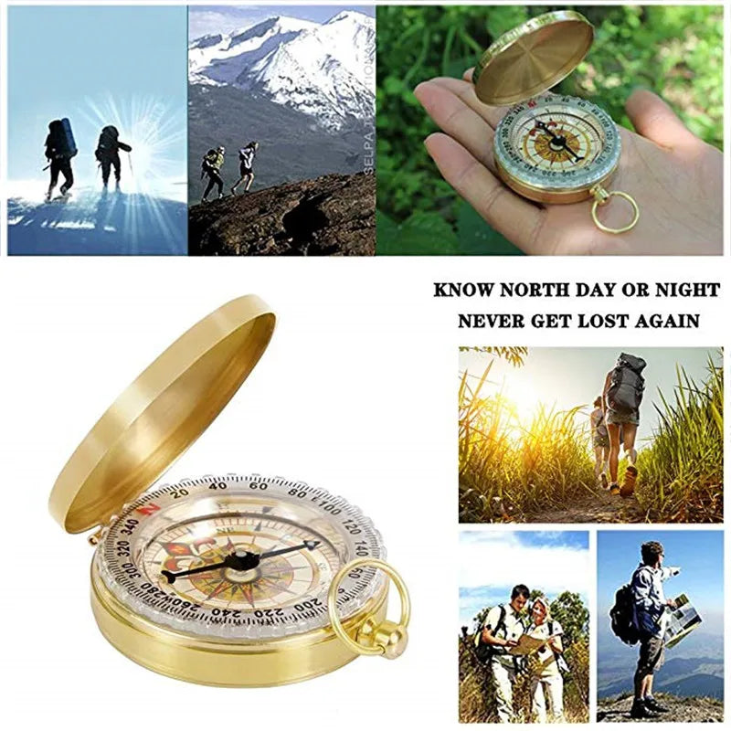 Camping Compass Keychain Luminous Wayfinder Outdoor Survival Gear Barometer Handle GPS Compas For Tourism Equipment Hiking Tools