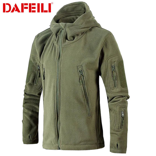 Military Tactical Fleece Jacket Men US Army Polartec Windbreaker Clothes Male Multi Pockets Outerwear Hoodie Coat For Men
