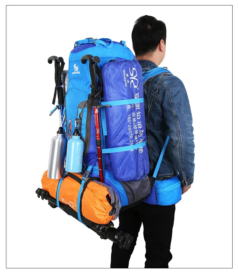 80L Camping Hiking Backpacks Big Outdoor Bag Backpack Nylon superlight Sport Travel Bag Aluminum alloy support 1.65kg