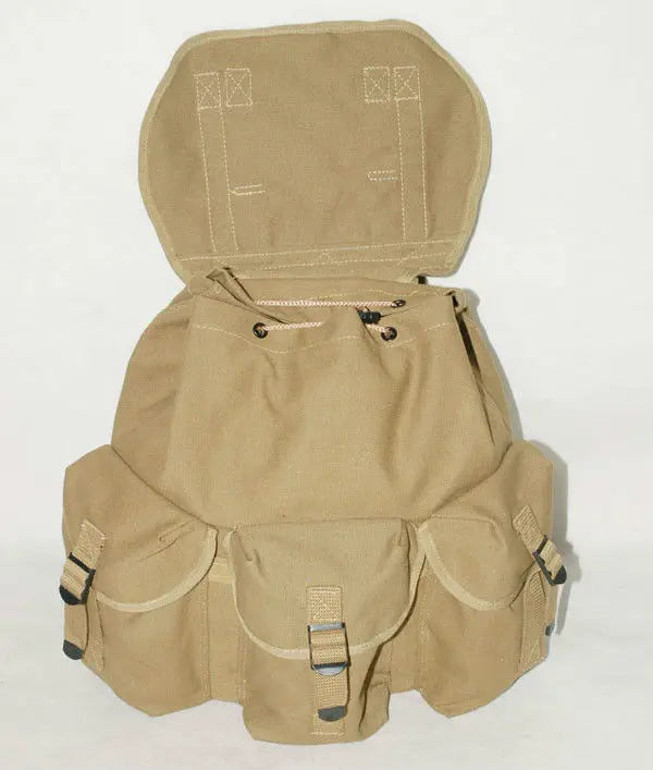 WW2 Replica US Army Tactical Backpack - Cotton Webbing Haversack for Travel & Camping
