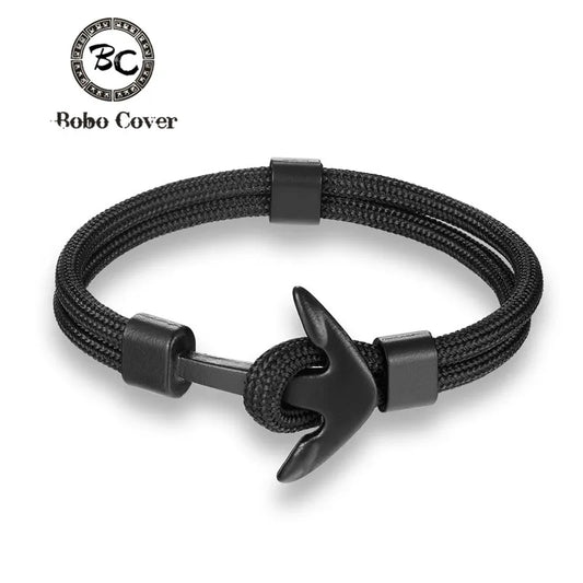 New Fashion Woven Multilayer Black Anchor Bracelets Men Hope Anchor Bracelet Pulsera Navy Hand Lucky Survival Leather Bracelets