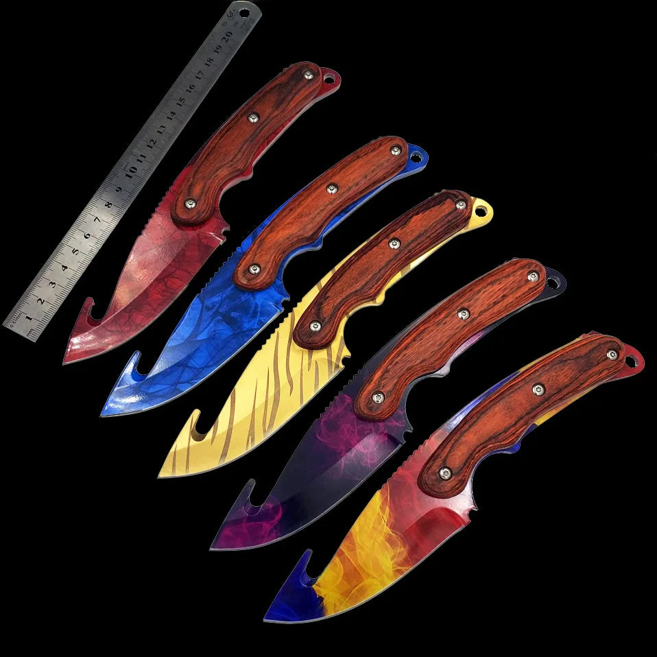 Real CS GO Counter Strike Tactical Straight Hunting Gut Knifes  Camping Sheath Survival Tiger Tooth