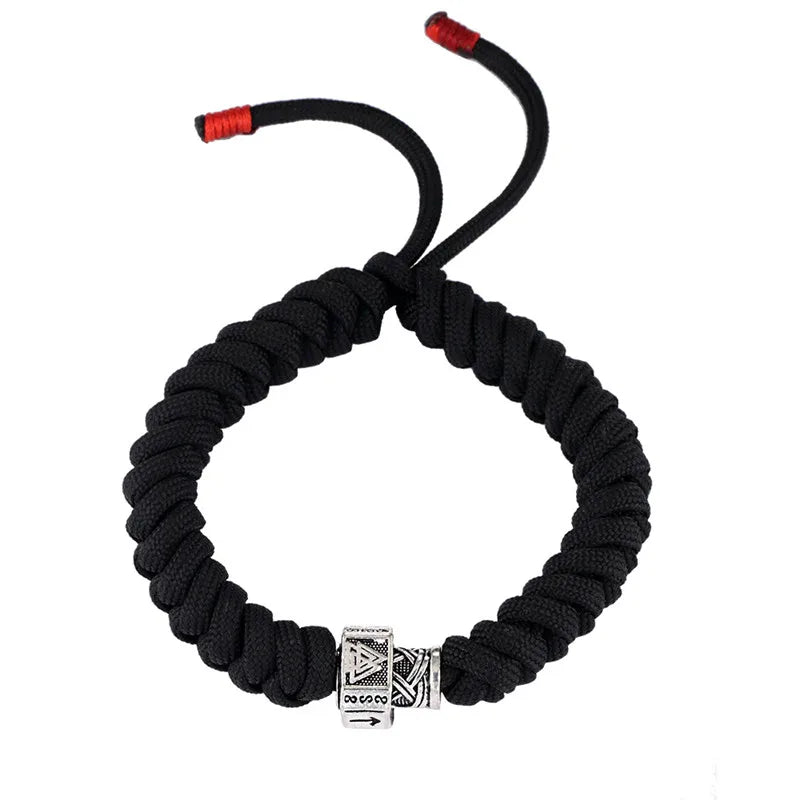 MKENDN New Arrival Mens Viking Runes Celtics Beads Black Seven-core umbrella rope Survival Bracelet Jewelry Friendship Gifts