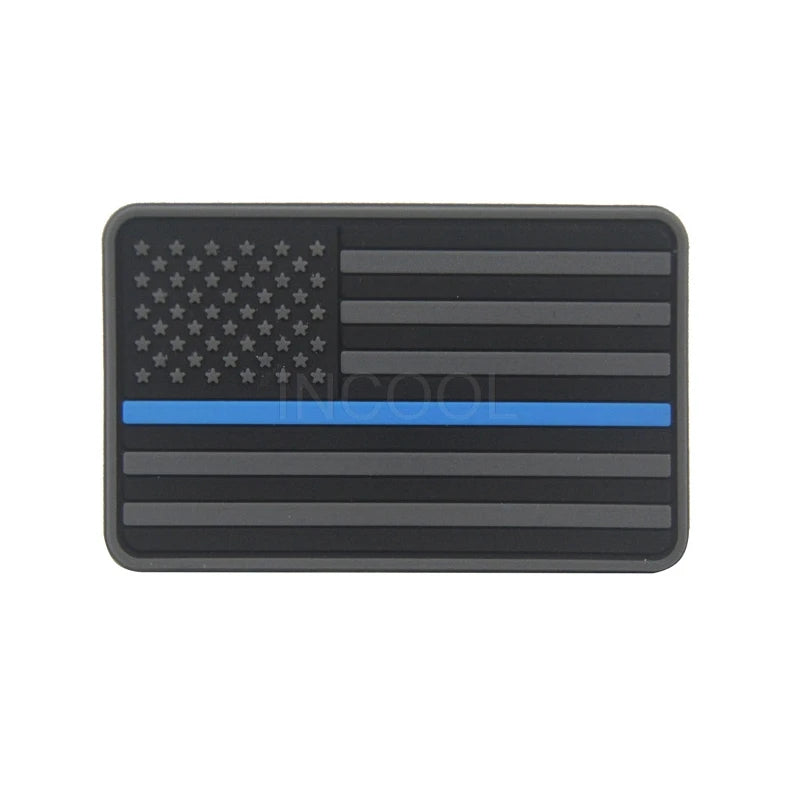 US Flag PVC Patch USA United States of America Thin Blue Line Military Patch Tactical Emblem American Rubber Flag Badges