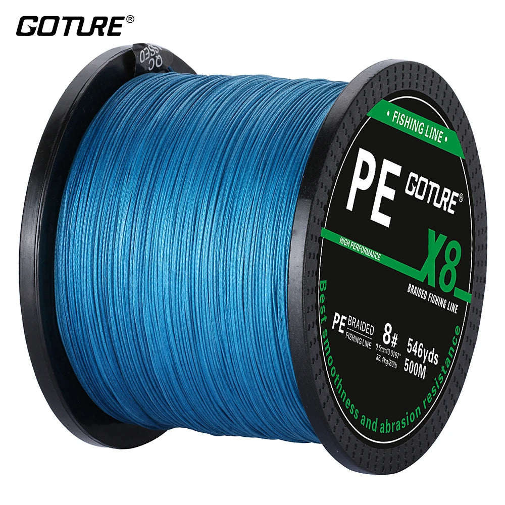 Goture 500M/546Yds PE Braided Fishing Line Rope Wire Multifilament 8 Strand Weaves Super Strong Japan Line Carp Fishing