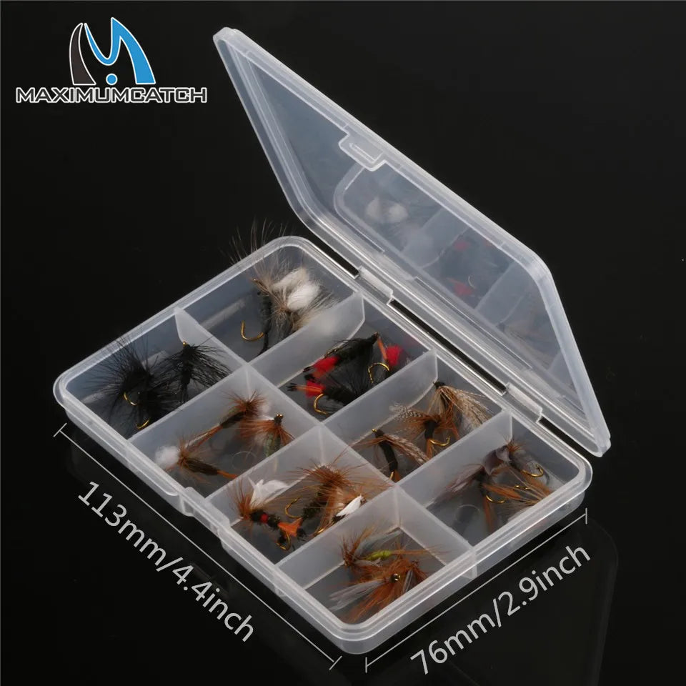 Maximumcatch 12/18/24/60 Pieces Mixed Dry Flies Pack/set Feather Bait Hook Fly Flies Fish Hook Lures Fishing Flies