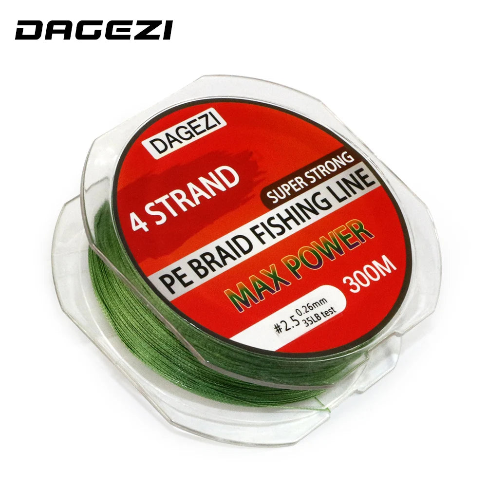 DAGEZI Super Strong 4 strand 300M/330YDS 100% PE Braided Fishing Line 10-80LB Multifilament Fishing Line Carp Fishing Saltwater