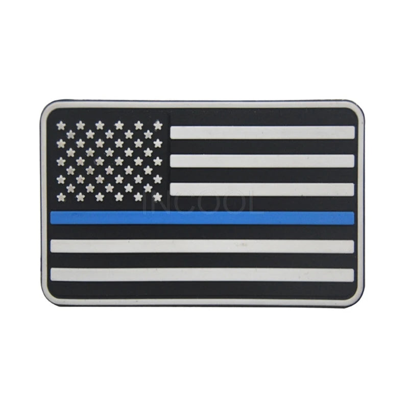 US Flag PVC Patch USA United States of America Thin Blue Line Military Patch Tactical Emblem American Rubber Flag Badges