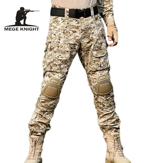 MEGE Rapid Assault multicam pants with knee pads, Camouflage tactical military clothing,  paintball army cargo combat trousers