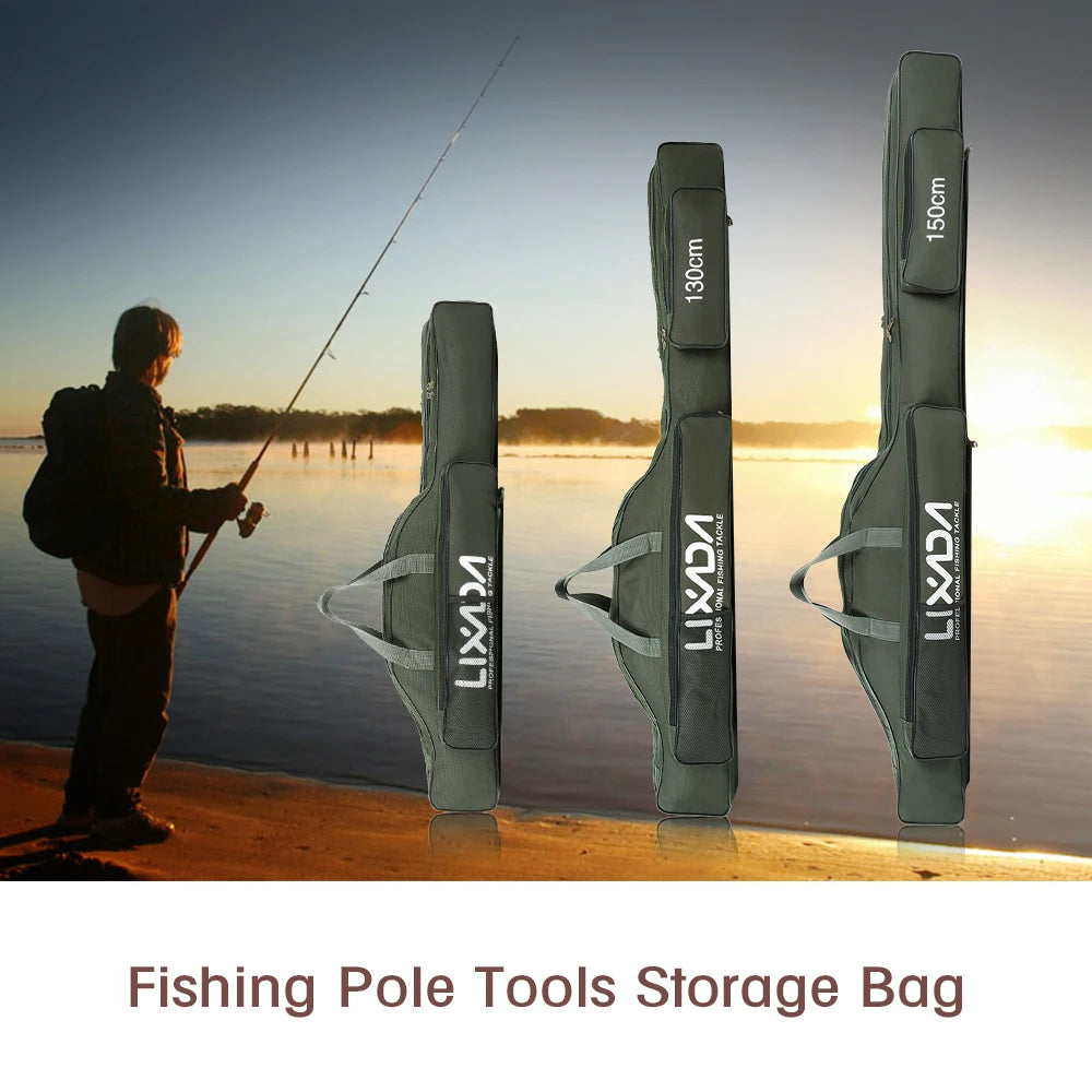 Lixada Fishing Bag Portable Folding Fishing Rod Reel Bag Fishing Pole Gear 100cm/130cm/150cm Travel Storage Tackle Tool Bag