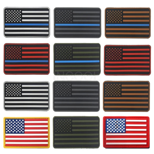 US Flag PVC Patch USA United States of America Thin Blue Line Military Patch Tactical Emblem American Rubber Flag Badges