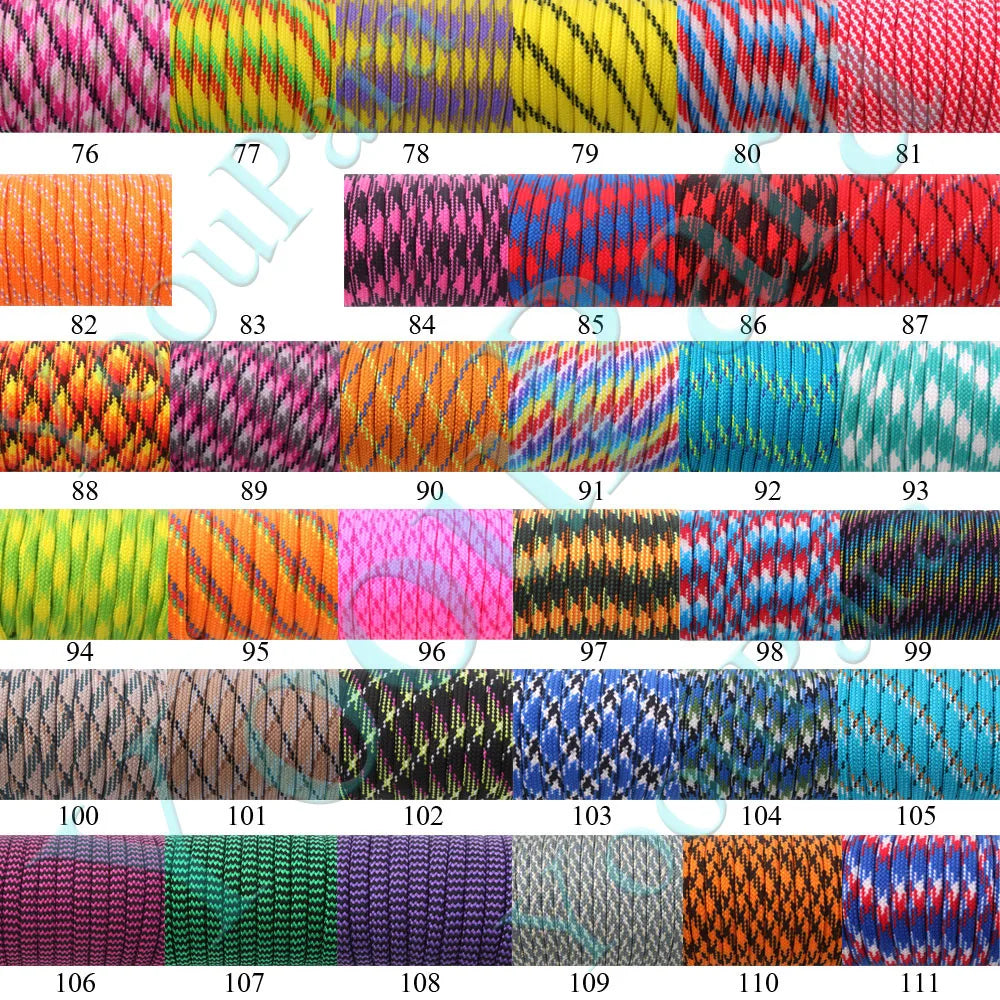 252 Colors 50 M/Spools Paracord 550 Paracord Rope Type III 7 Stand Parachute Cord Outdoor Camping Survival Wind Rope Wholesale
