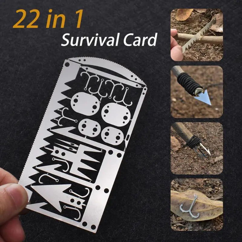 22 In 1 Pocket Credit Card Survival Card Portable Multi Tools Outdoor Survival Camping Equipment Hiking Cards EDC Survival Tool